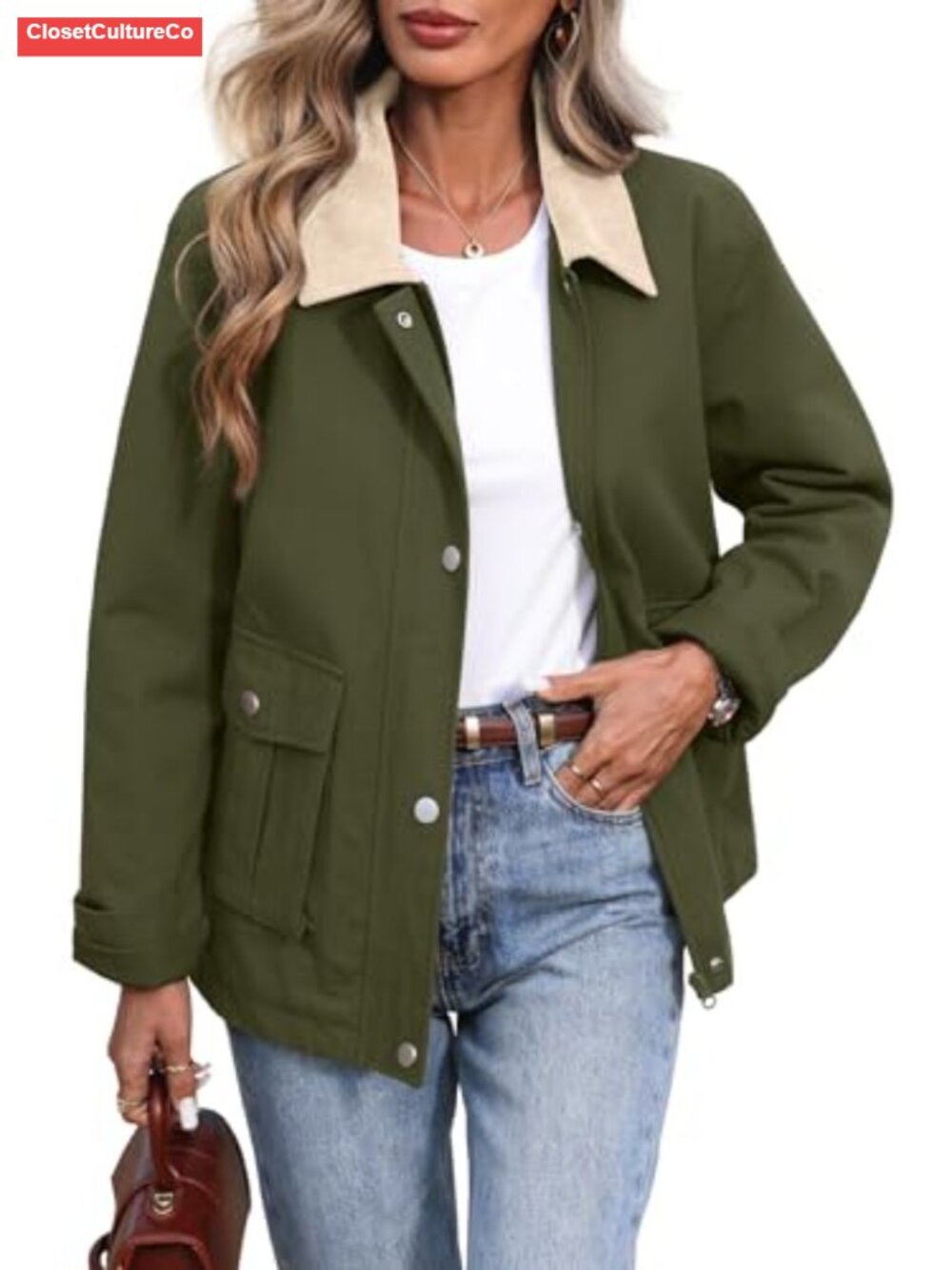 Padded Barn Jacket Oversized Utility Coat Cotton Quilted Cargo Pockets